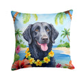 Curly-Coated Retriever Luau Decorative Throw Pillow 14x14 Indoor Outdoor Accent Cushion, Fabric Cover with Insert for Sofa, Bed, Porch & Living Room