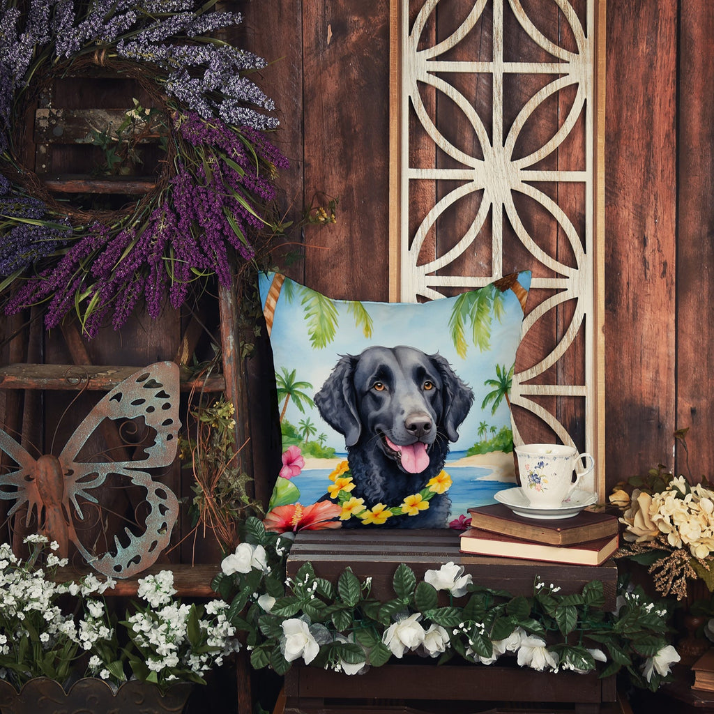 Curly-Coated Retriever Luau Decorative Throw Pillow 18x18 Indoor Outdoor Accent Cushion, Fabric Cover with Insert for Sofa, Bed, Porch & Living Room