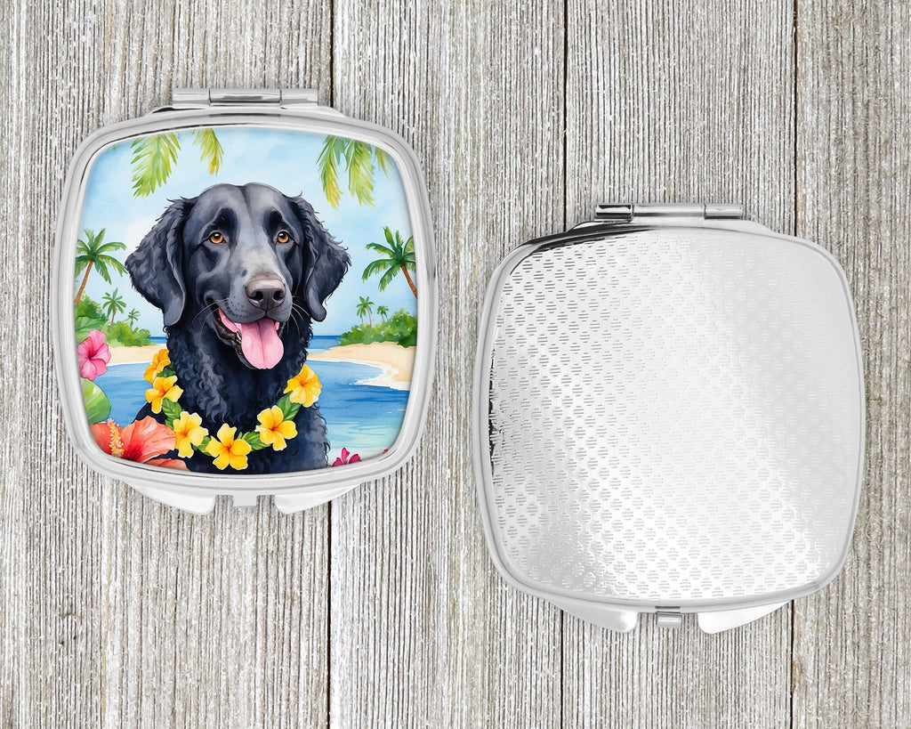Curly-Coated Retriever Luau Compact Mirror Decorative Travel Makeup Mirror for Women Girls Gifts Pocket Makeup Mirror Folding Handheld