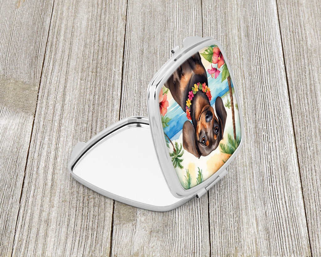 Dachshund Luau Compact Mirror Decorative Travel Makeup Mirror for Women Girls Gifts Pocket Makeup Mirror Folding Handheld