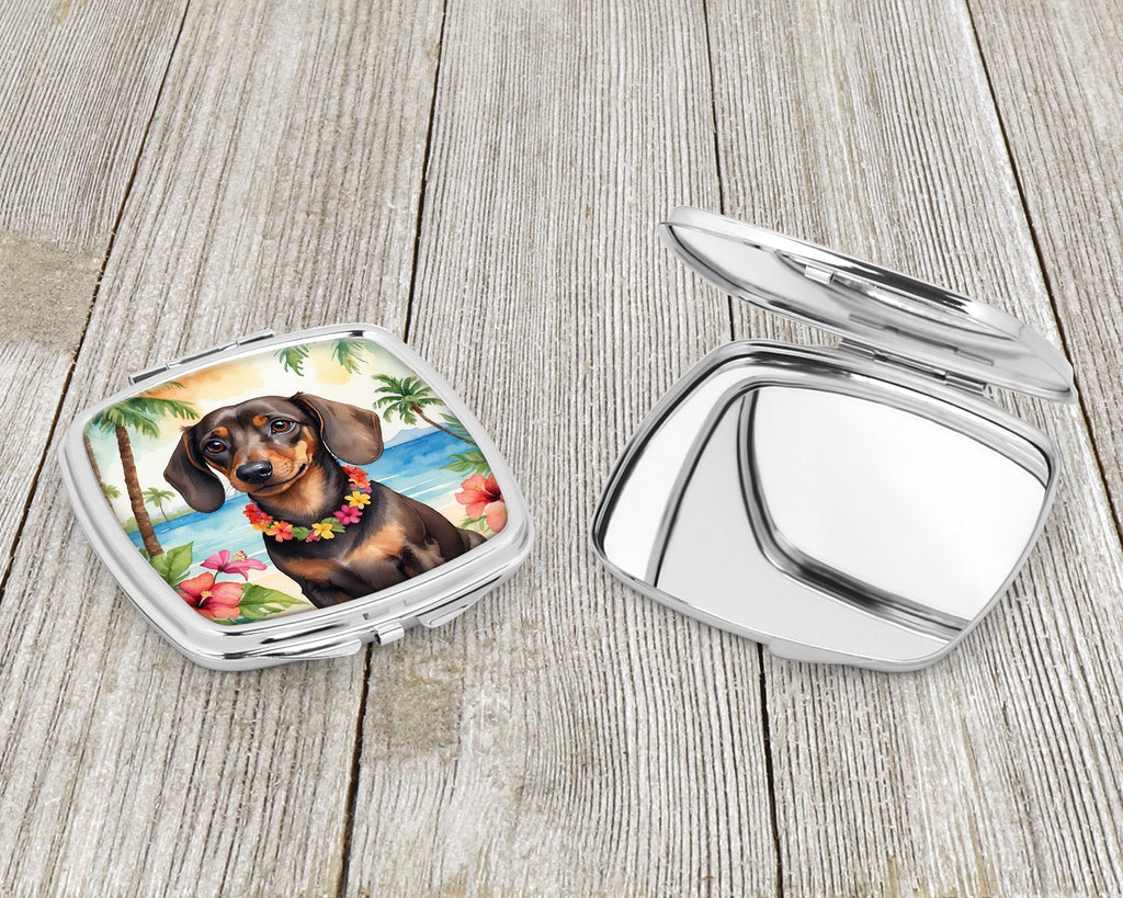 Dachshund Luau Compact Mirror Decorative Travel Makeup Mirror for Women Girls Gifts Pocket Makeup Mirror Folding Handheld