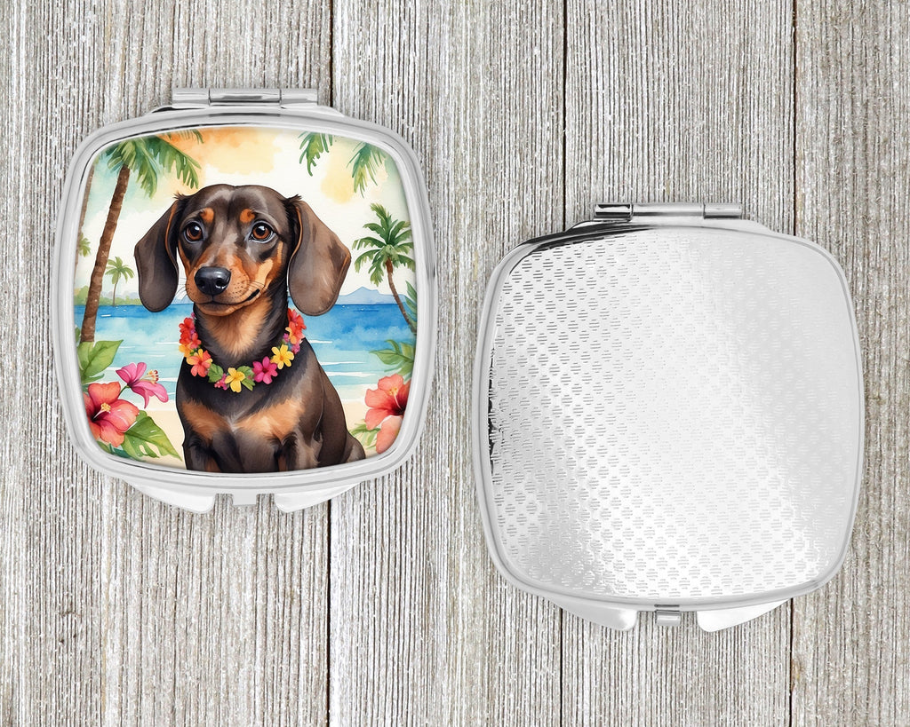 Dachshund Luau Compact Mirror Decorative Travel Makeup Mirror for Women Girls Gifts Pocket Makeup Mirror Folding Handheld