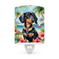 Dachshund Luau Ceramic Night Light Compact, UL-Certified, Ideal for Bedroom, Bathroom, Nursery, Hallway, Kitchen, 6x4x3, Multicolor