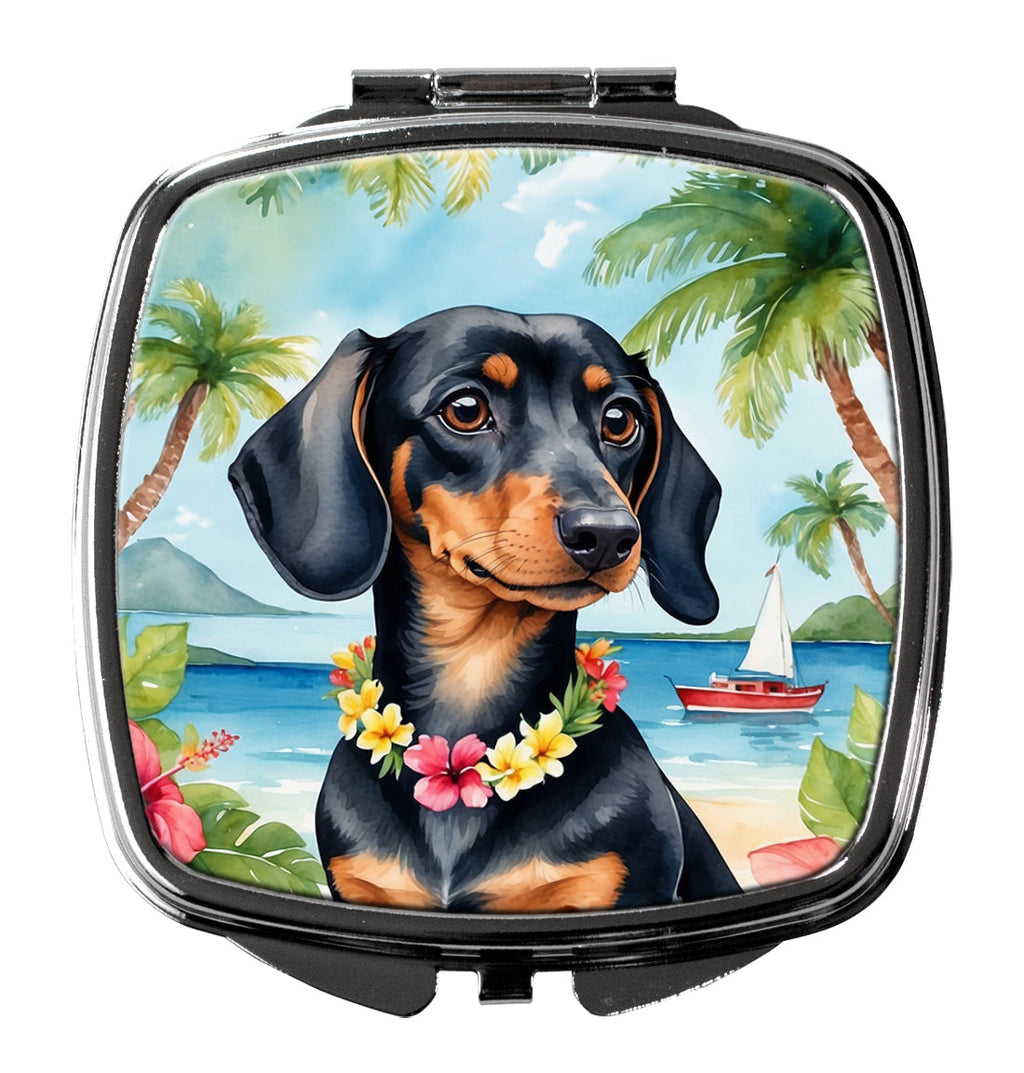 Dachshund Luau Compact Mirror Decorative Travel Makeup Mirror for Women Girls Gifts Pocket Makeup Mirror Folding Handheld