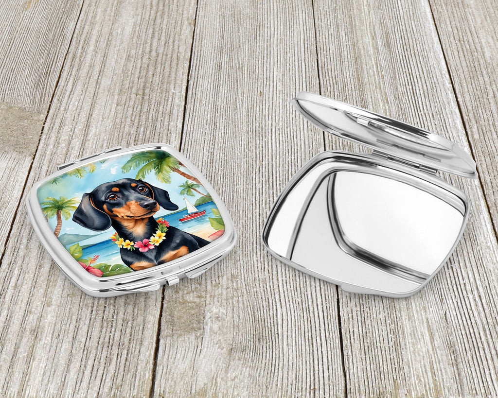 Dachshund Luau Compact Mirror Decorative Travel Makeup Mirror for Women Girls Gifts Pocket Makeup Mirror Folding Handheld