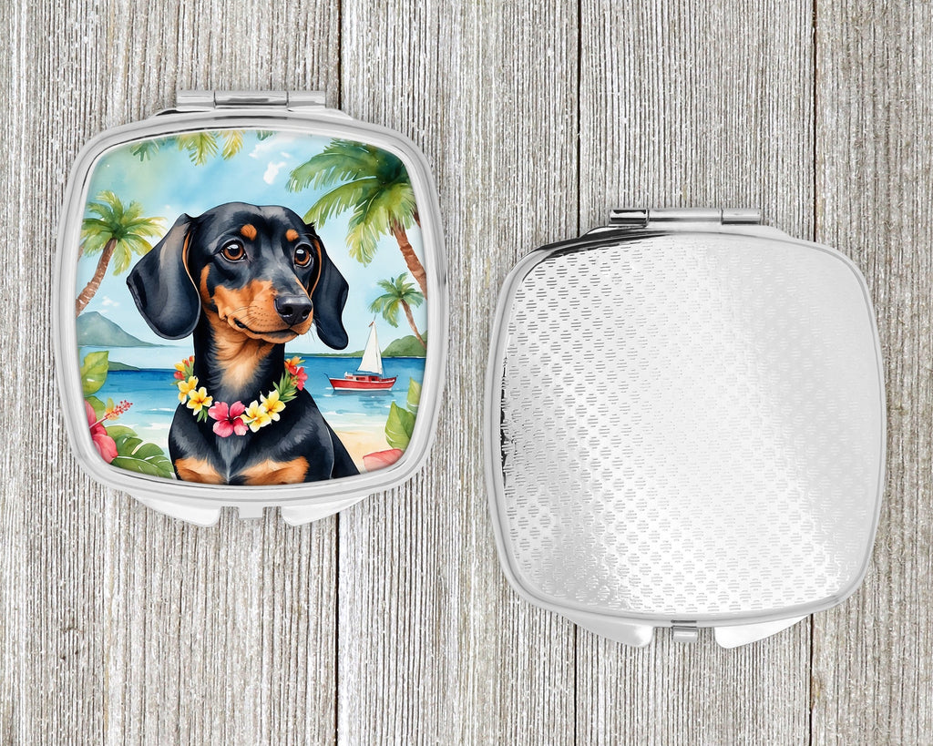 Dachshund Luau Compact Mirror Decorative Travel Makeup Mirror for Women Girls Gifts Pocket Makeup Mirror Folding Handheld