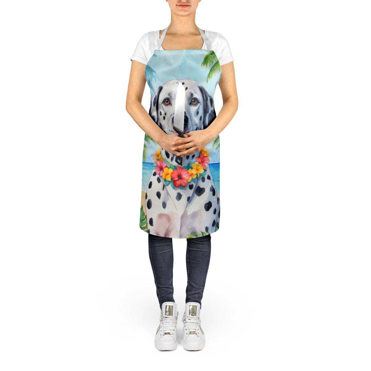Dalmatian Luau Apron Cooking Kitchen Server Baking Crafts Gardening for Adult Women Men, Unisex, Large, Multicolor