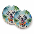 Dalmatian Luau Set of 2 Cup Holder Car Coasters Absorbent Round Sandstone Coasters Gifts for Men or Women, 2.5, Multicolor