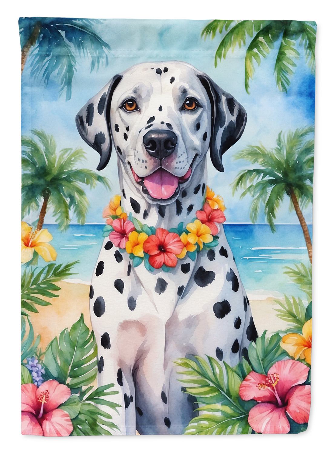 Dalmatian Luau House Flag 28x40 Porch Sleeve Pole Decorative Outside Yard Banner Artwork Wall Hanging, Polyester