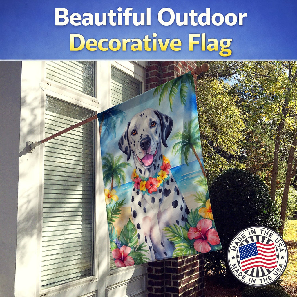 Dalmatian Luau House Flag 28x40 Porch Sleeve Pole Decorative Outside Yard Banner Artwork Wall Hanging, Polyester