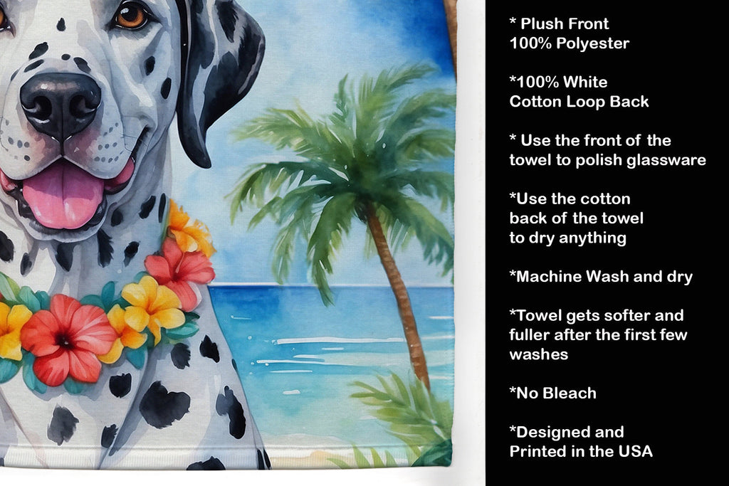 Dalmatian Luau Kitchen Towel Velour Plush Front and Cotton Loop Back Machine Washable