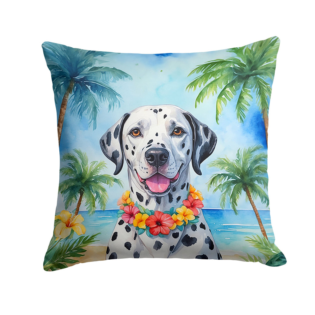 Dalmatian Luau Decorative Throw Pillow 14x14 Indoor Outdoor Accent Cushion, Fabric Cover with Insert for Sofa, Bed, Porch & Living Room