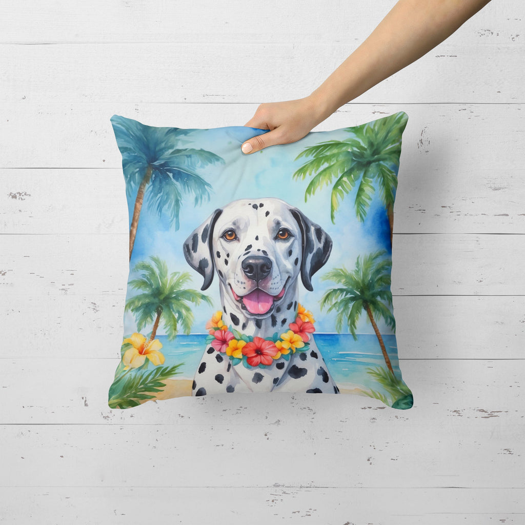 Dalmatian Luau Decorative Throw Pillow 18x18 Indoor Outdoor Accent Cushion, Fabric Cover with Insert for Sofa, Bed, Porch & Living Room