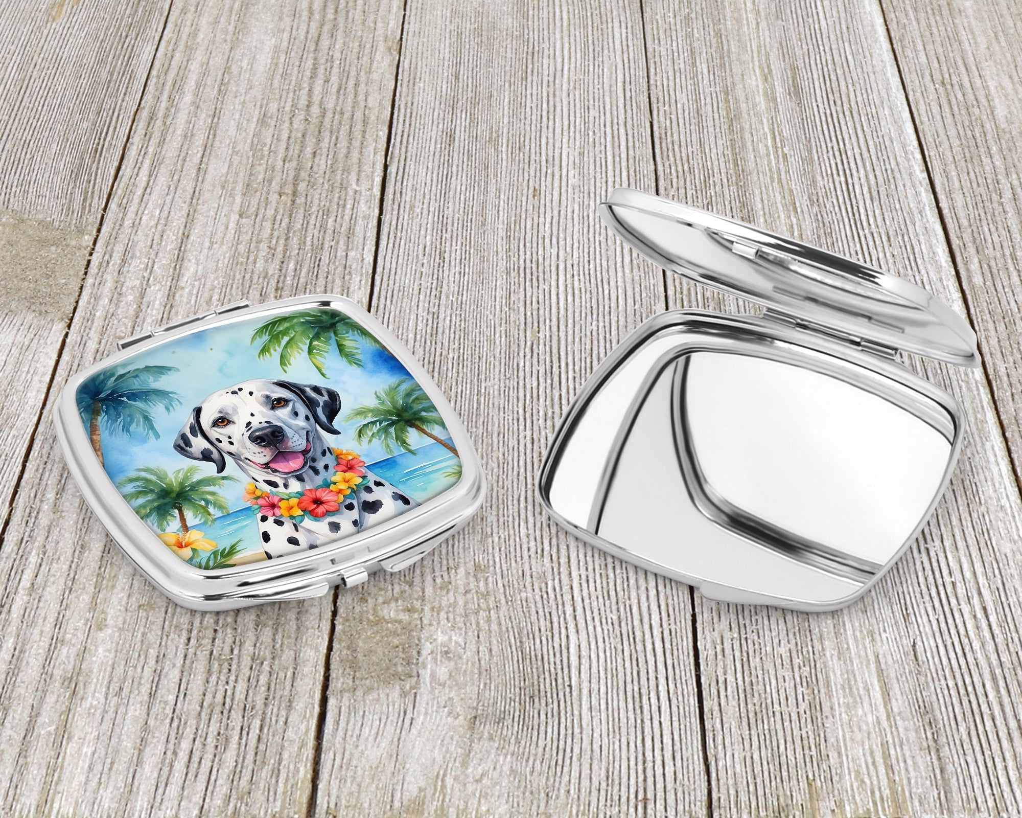 Dalmatian Luau Compact Mirror Decorative Travel Makeup Mirror for Women Girls Gifts Pocket Makeup Mirror Folding Handheld