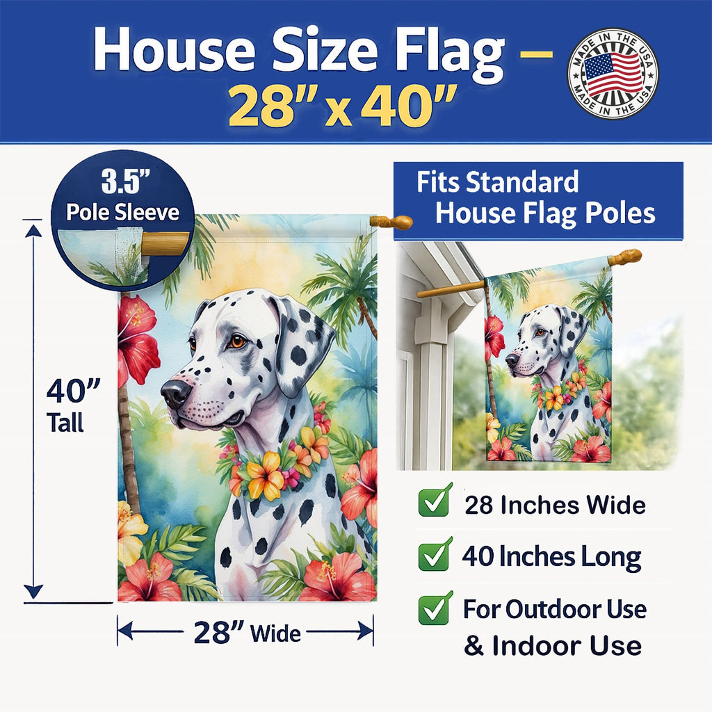 Dalmatian Luau House Flag 28x40 Porch Sleeve Pole Decorative Outside Yard Banner Artwork Wall Hanging, Polyester