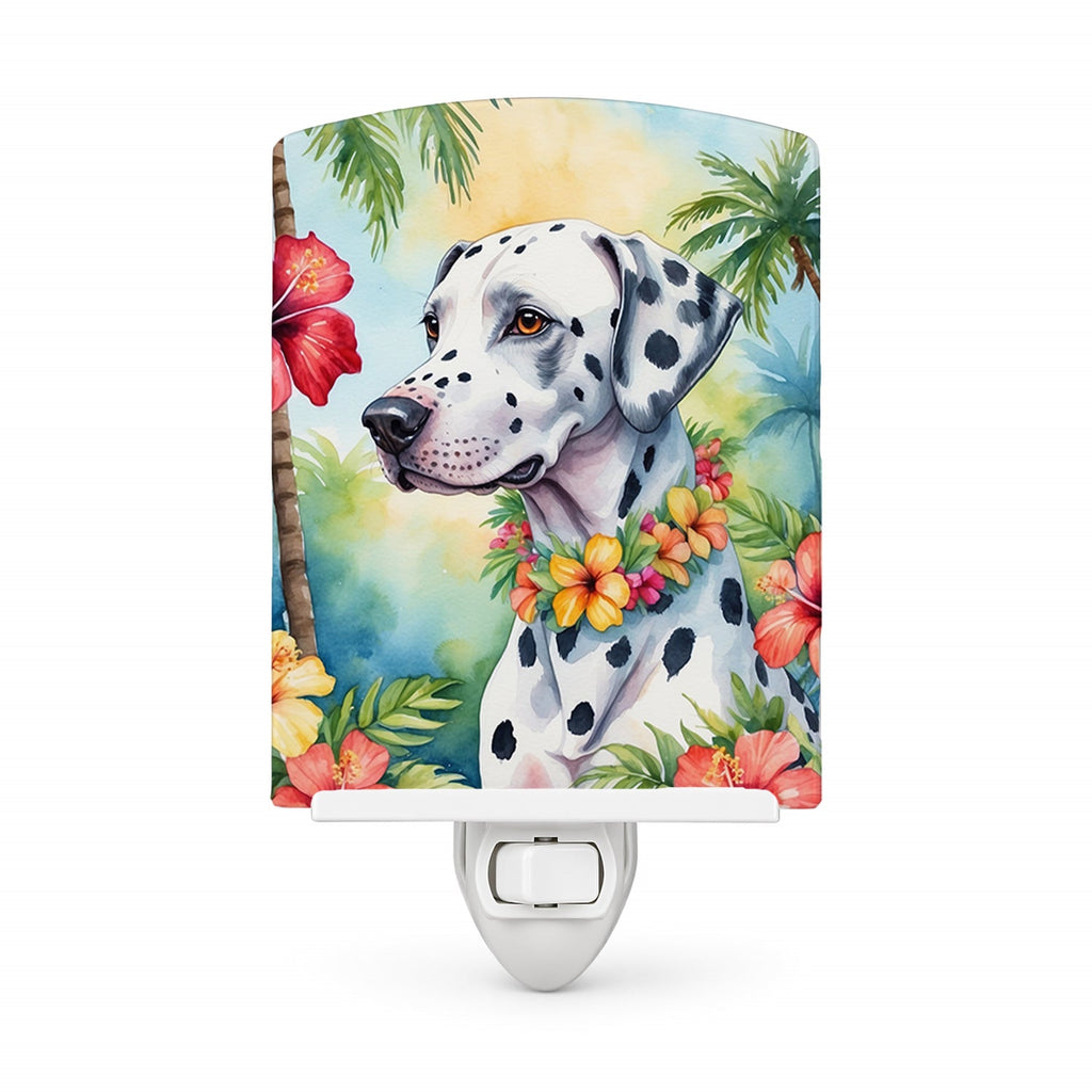 Dalmatian Luau Ceramic Night Light Compact, UL-Certified, Ideal for Bedroom, Bathroom, Nursery, Hallway, Kitchen, 6x4x3, Multicolor