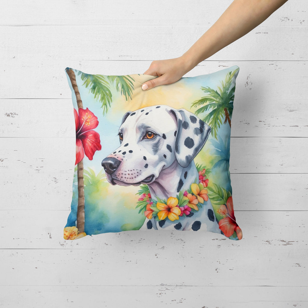 Dalmatian Luau Decorative Throw Pillow 18x18 Indoor Outdoor Accent Cushion, Fabric Cover with Insert for Sofa, Bed, Porch & Living Room