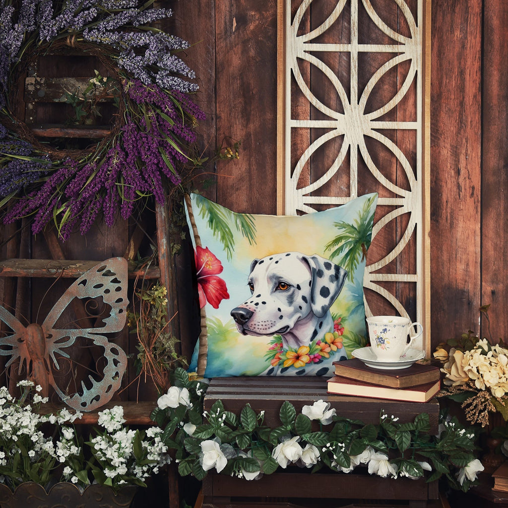 Dalmatian Luau Decorative Throw Pillow 18x18 Indoor Outdoor Accent Cushion, Fabric Cover with Insert for Sofa, Bed, Porch & Living Room