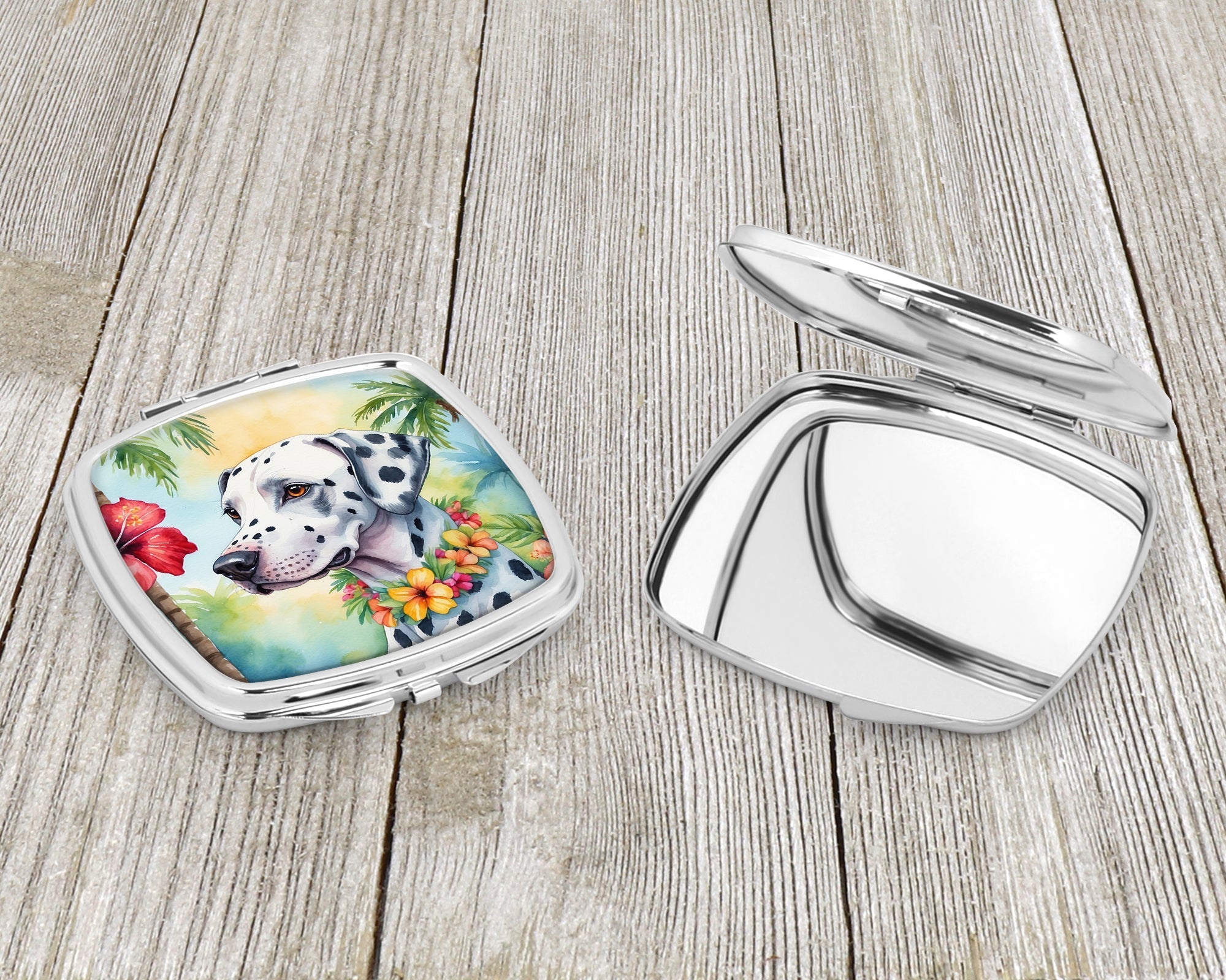 Dalmatian Luau Compact Mirror Decorative Travel Makeup Mirror for Women Girls Gifts Pocket Makeup Mirror Folding Handheld