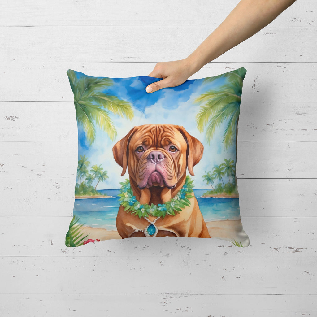Dogue de Bordeaux Luau Decorative Throw Pillow 18x18 Indoor Outdoor Accent Cushion, Fabric Cover with Insert for Sofa, Bed, Porch & Living Room