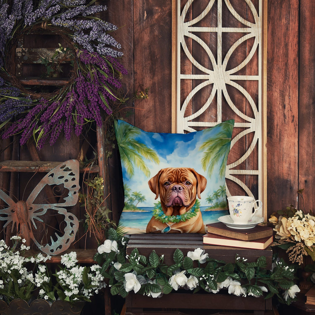 Dogue de Bordeaux Luau Decorative Throw Pillow 18x18 Indoor Outdoor Accent Cushion, Fabric Cover with Insert for Sofa, Bed, Porch & Living Room