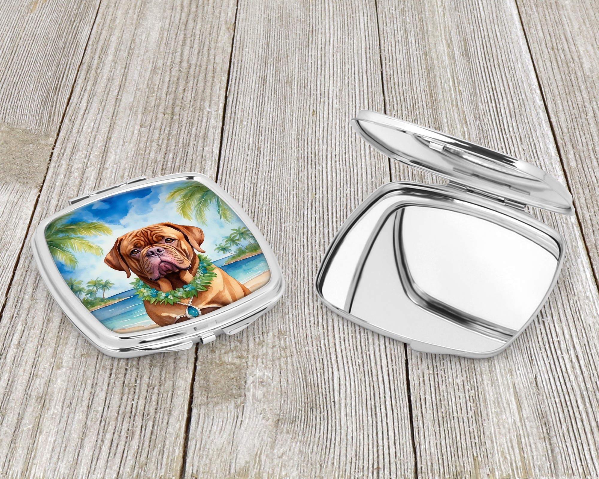 Dogue de Bordeaux Luau Compact Mirror Decorative Travel Makeup Mirror for Women Girls Gifts Pocket Makeup Mirror Folding Handheld