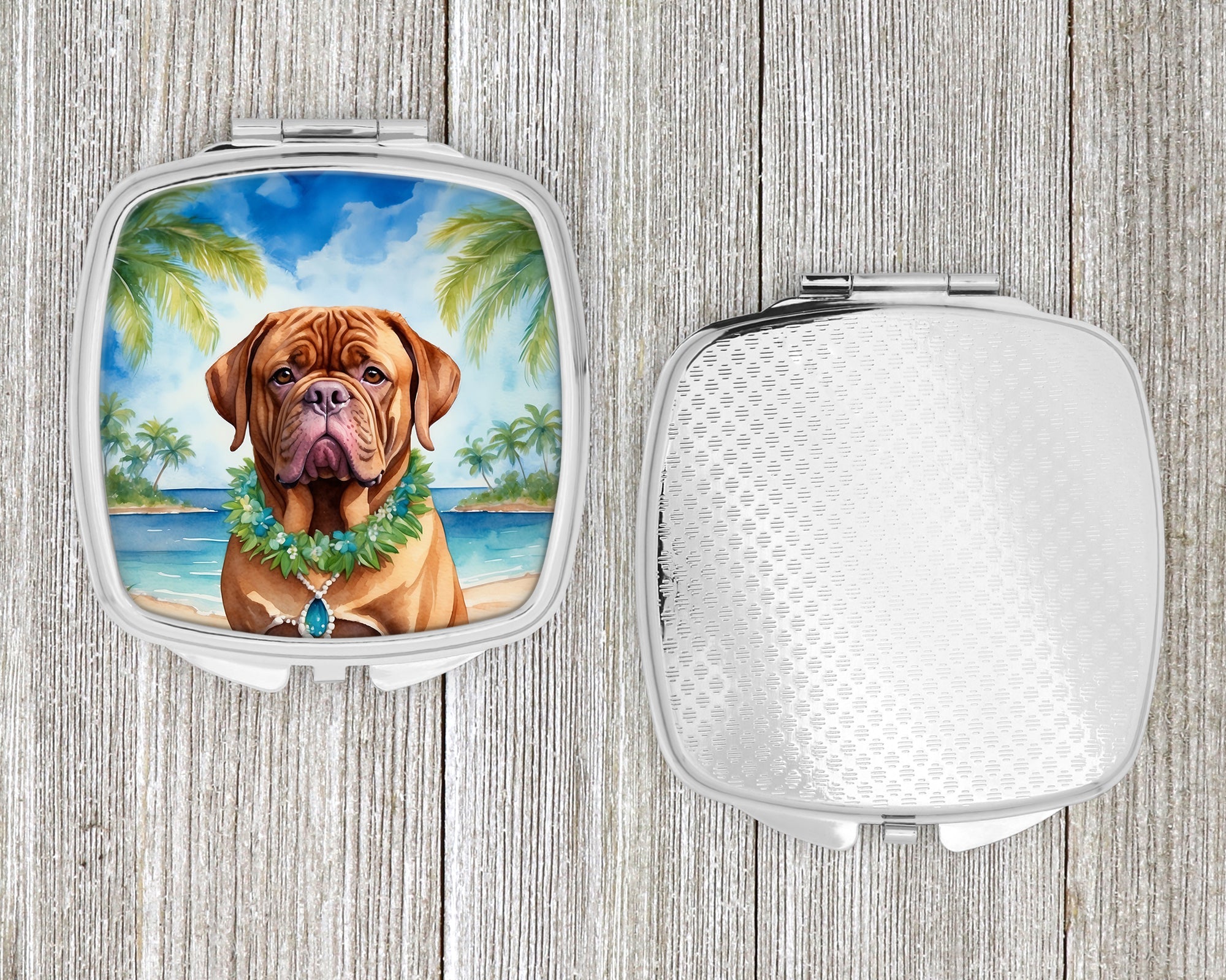 Dogue de Bordeaux Luau Compact Mirror Decorative Travel Makeup Mirror for Women Girls Gifts Pocket Makeup Mirror Folding Handheld