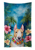English Bull Terrier Luau Kitchen Towel Velour Plush Front and Cotton Loop Back Machine Washable