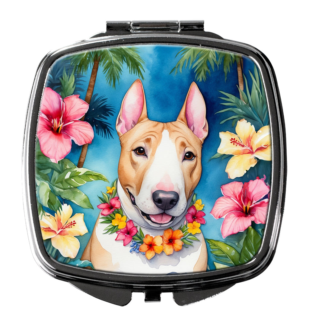 English Bull Terrier Luau Compact Mirror Decorative Travel Makeup Mirror for Women Girls Gifts Pocket Makeup Mirror Folding Handheld