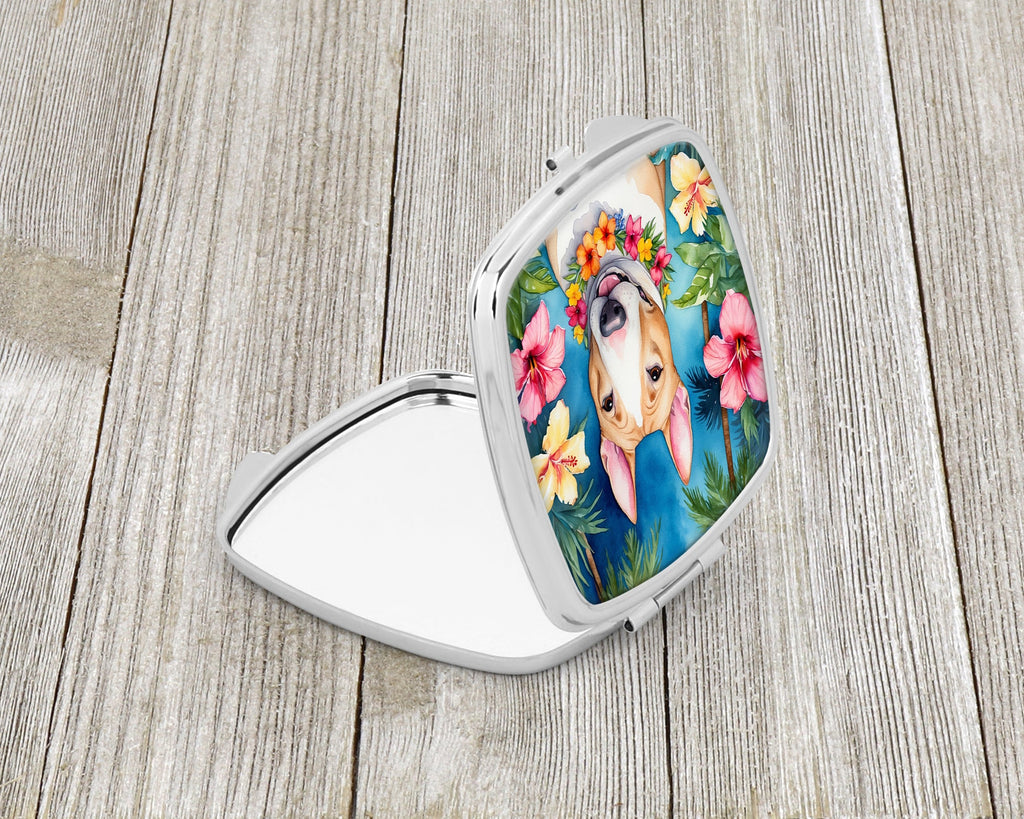 English Bull Terrier Luau Compact Mirror Decorative Travel Makeup Mirror for Women Girls Gifts Pocket Makeup Mirror Folding Handheld