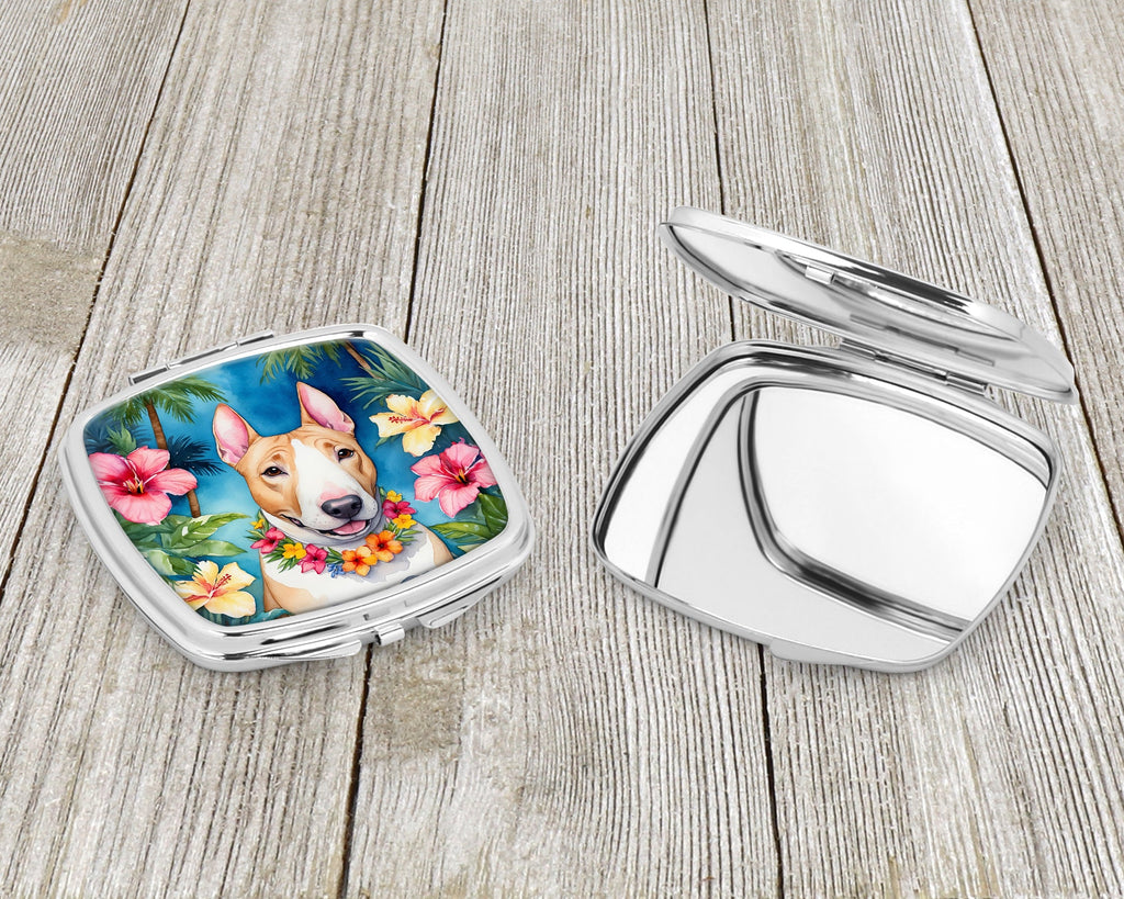 English Bull Terrier Luau Compact Mirror Decorative Travel Makeup Mirror for Women Girls Gifts Pocket Makeup Mirror Folding Handheld