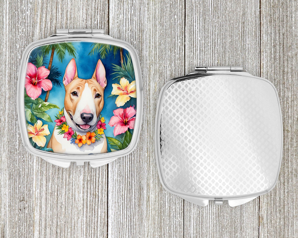 English Bull Terrier Luau Compact Mirror Decorative Travel Makeup Mirror for Women Girls Gifts Pocket Makeup Mirror Folding Handheld
