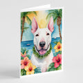 English Bull Terrier Luau Greeting Cards Pack of 8 Blank Cards with Envelopes Whimsical A7 Size 5x7