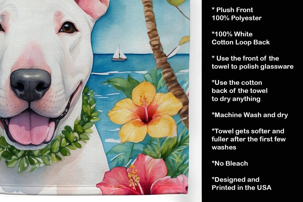 English Bull Terrier Luau Kitchen Towel Velour Plush Front and Cotton Loop Back Machine Washable