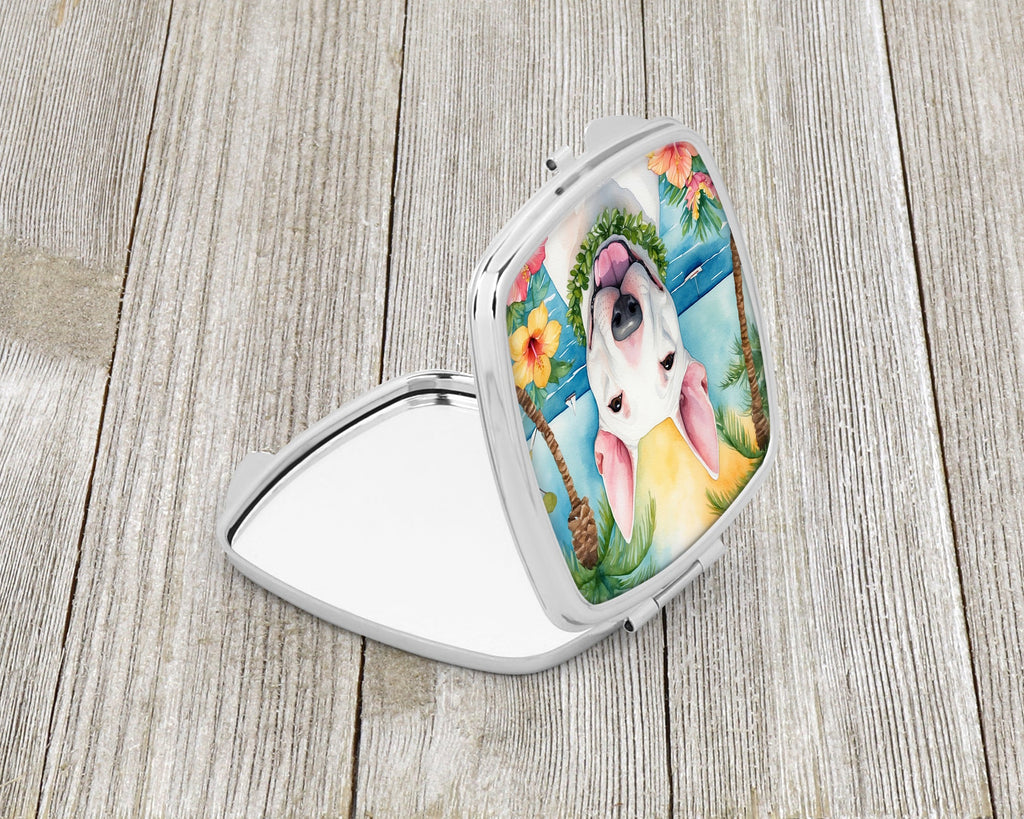 English Bull Terrier Luau Compact Mirror Decorative Travel Makeup Mirror for Women Girls Gifts Pocket Makeup Mirror Folding Handheld