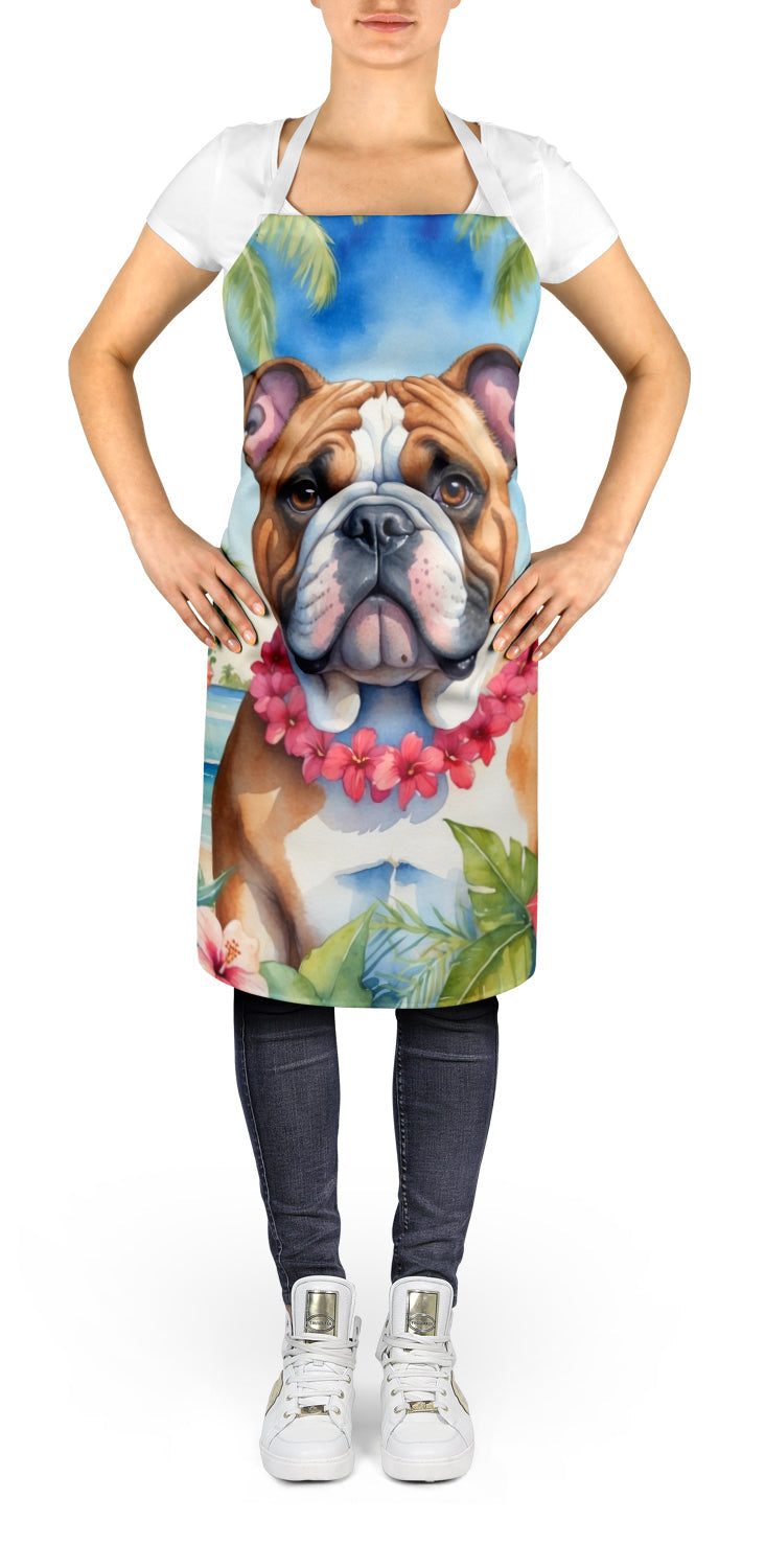 English Bulldog Luau Apron Cooking Kitchen Server Baking Crafts Gardening for Adult Women Men, Unisex, Large, Multicolor