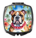 English Bulldog Luau Compact Mirror Decorative Travel Makeup Mirror for Women Girls Gifts Pocket Makeup Mirror Folding Handheld
