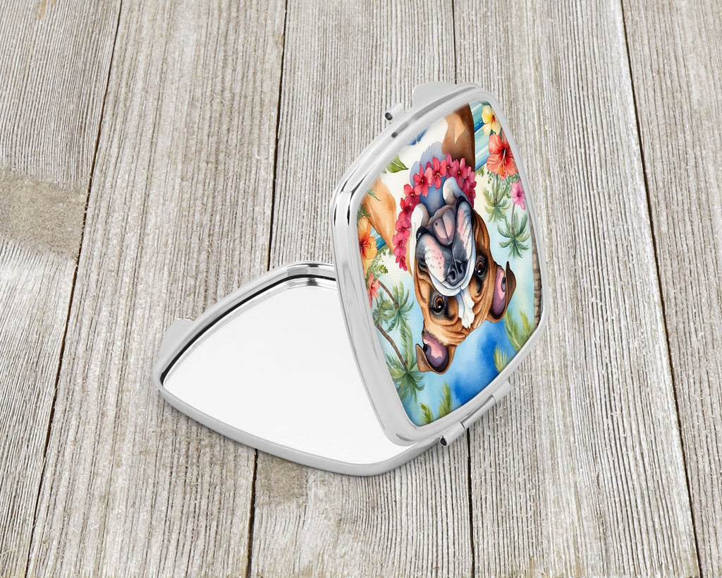 English Bulldog Luau Compact Mirror Decorative Travel Makeup Mirror for Women Girls Gifts Pocket Makeup Mirror Folding Handheld