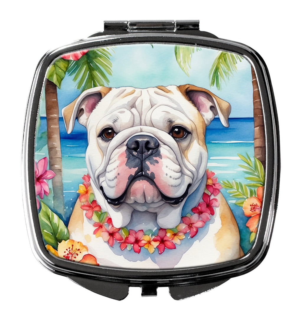 English Bulldog Luau Compact Mirror Decorative Travel Makeup Mirror for Women Girls Gifts Pocket Makeup Mirror Folding Handheld