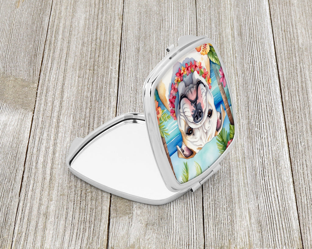 English Bulldog Luau Compact Mirror Decorative Travel Makeup Mirror for Women Girls Gifts Pocket Makeup Mirror Folding Handheld