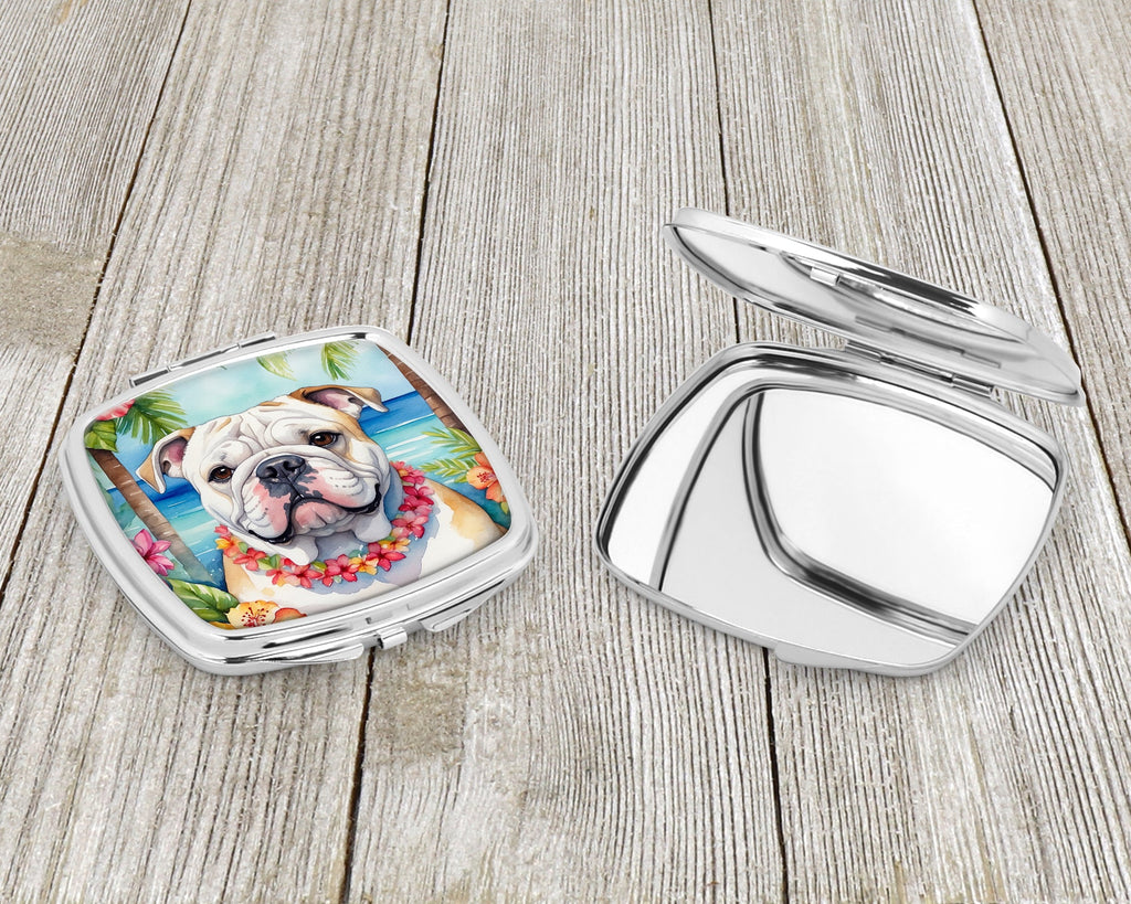 English Bulldog Luau Compact Mirror Decorative Travel Makeup Mirror for Women Girls Gifts Pocket Makeup Mirror Folding Handheld