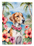 English Foxhound Luau House Flag 28x40 Porch Sleeve Pole Decorative Outside Yard Banner Artwork Wall Hanging, Polyester