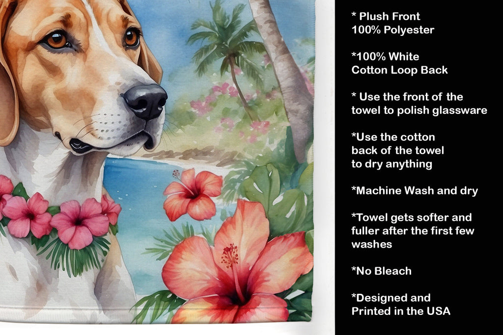 English Foxhound Luau Kitchen Towel Velour Plush Front and Cotton Loop Back Machine Washable