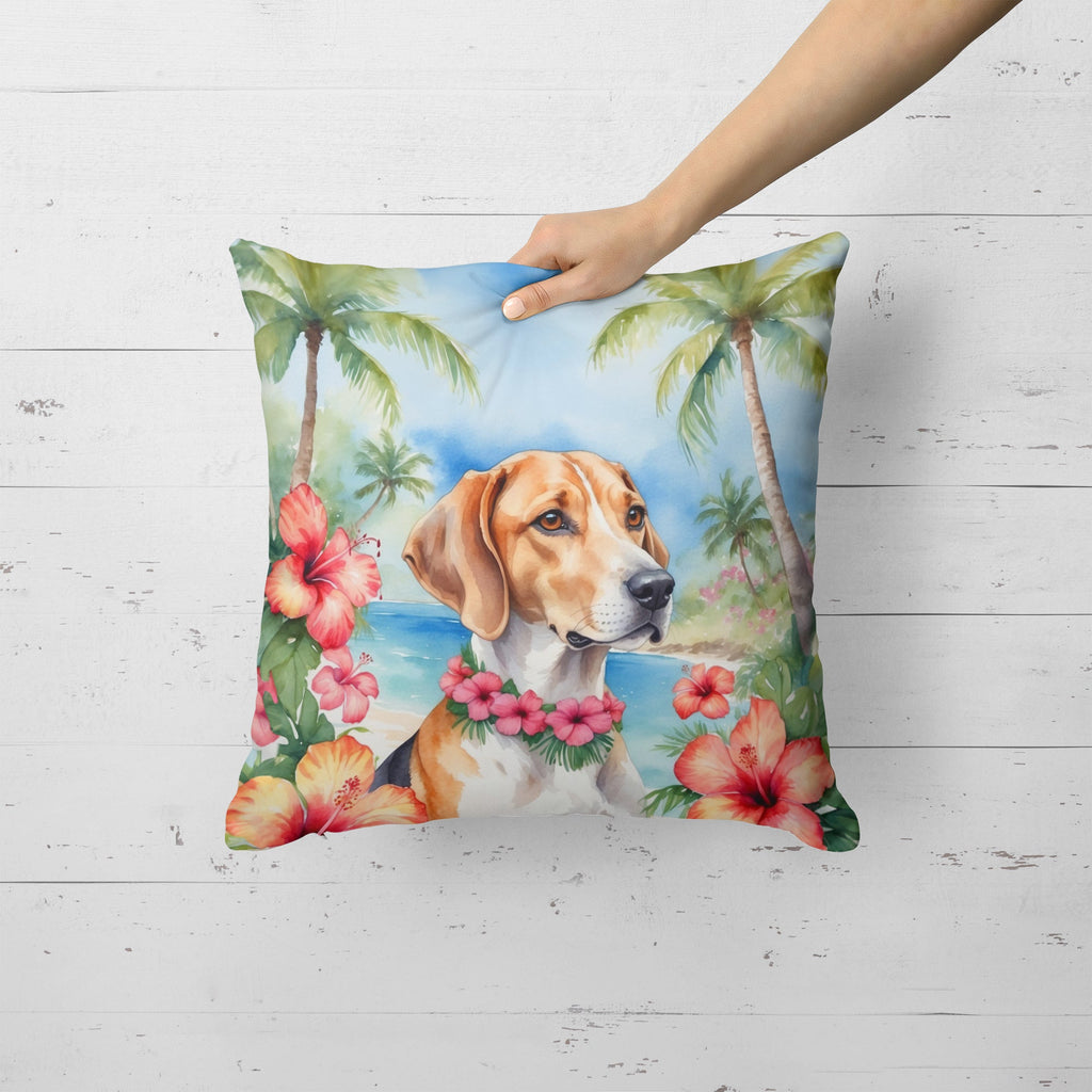 English Foxhound Luau Decorative Throw Pillow 18x18 Indoor Outdoor Accent Cushion, Fabric Cover with Insert for Sofa, Bed, Porch & Living Room