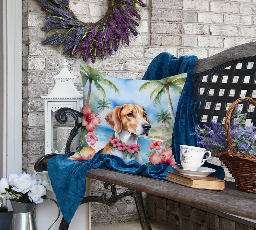 English Foxhound Luau Decorative Throw Pillow 18x18 Indoor Outdoor Accent Cushion, Fabric Cover with Insert for Sofa, Bed, Porch & Living Room