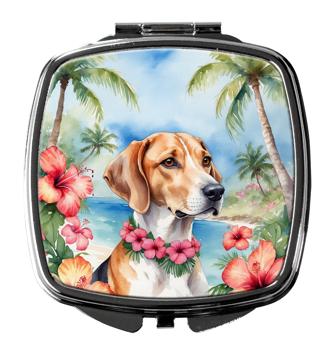 English Foxhound Luau Compact Mirror Decorative Travel Makeup Mirror for Women Girls Gifts Pocket Makeup Mirror Folding Handheld
