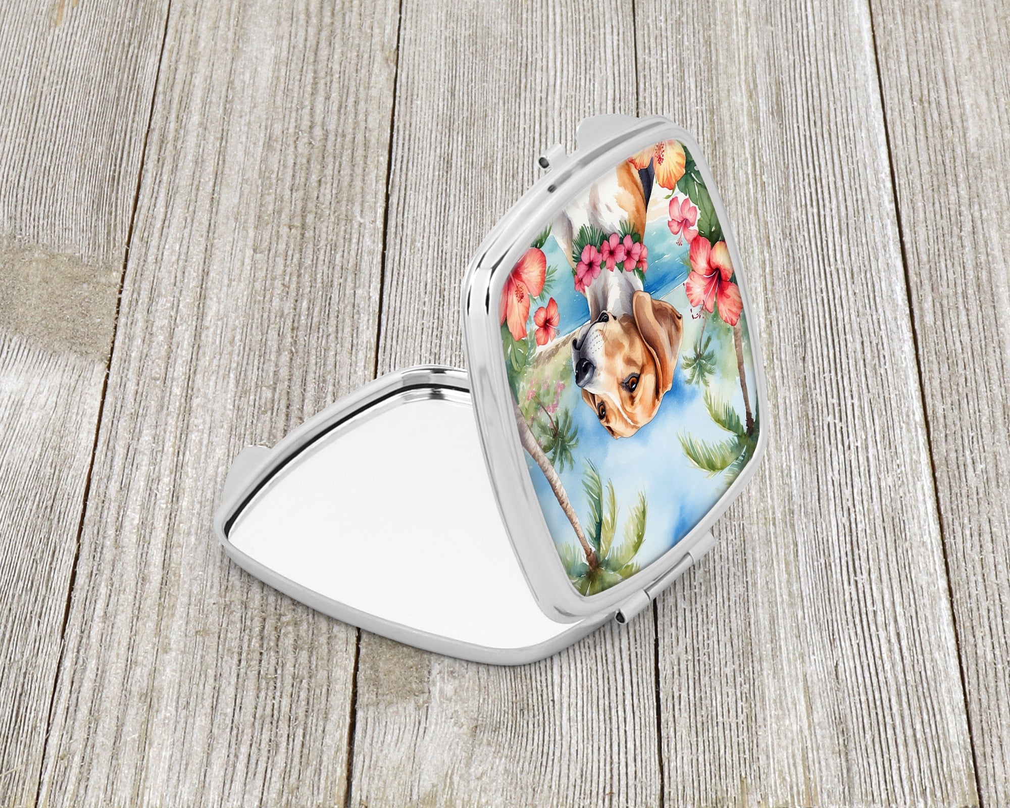 English Foxhound Luau Compact Mirror Decorative Travel Makeup Mirror for Women Girls Gifts Pocket Makeup Mirror Folding Handheld