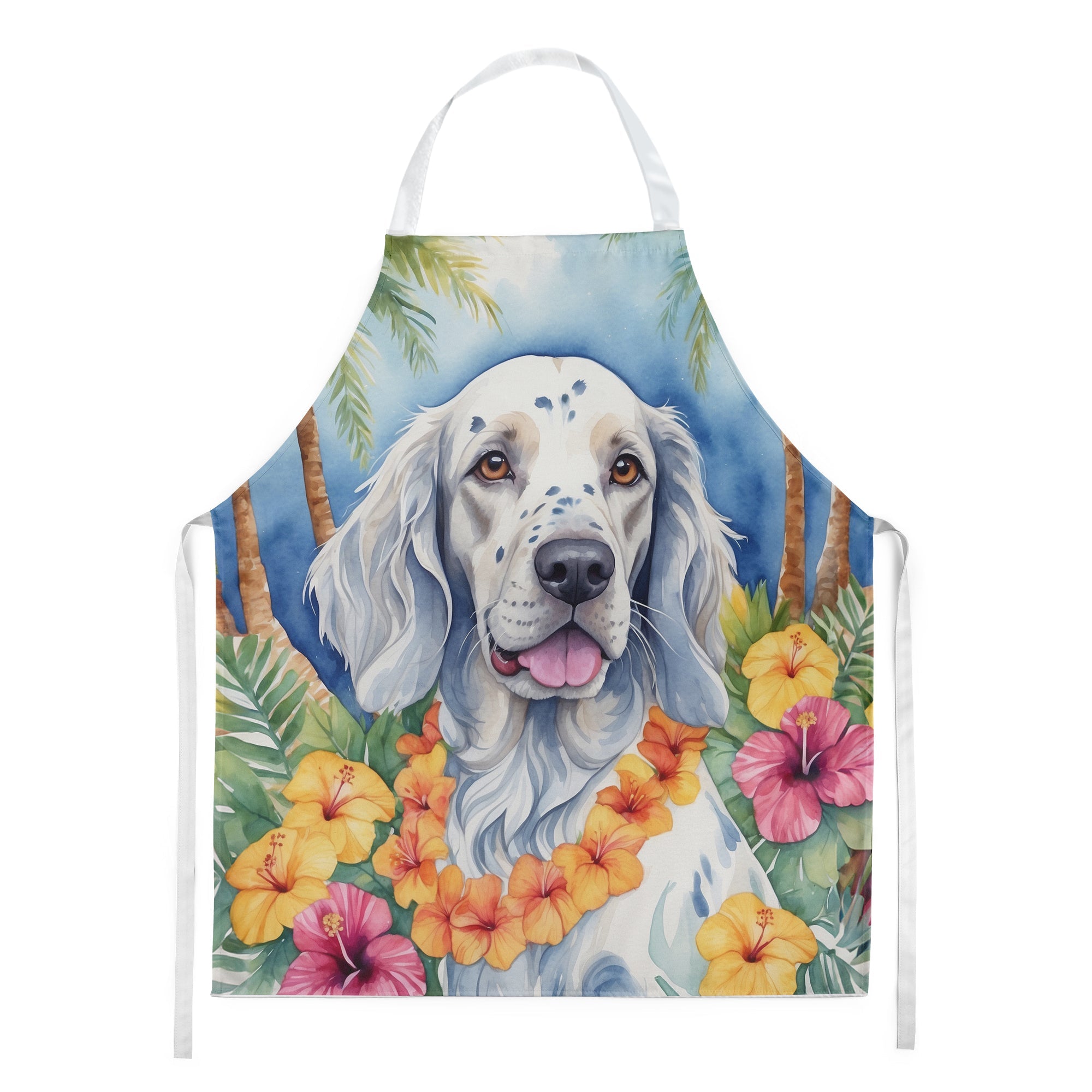 English Setter Luau Apron Cooking Kitchen Server Baking Crafts Gardening for Adult Women Men, Unisex, Large, Multicolor