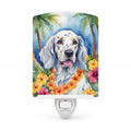 English Setter Luau Ceramic Night Light Compact, UL-Certified, Ideal for Bedroom, Bathroom, Nursery, Hallway, Kitchen, 6x4x3, Multicolor