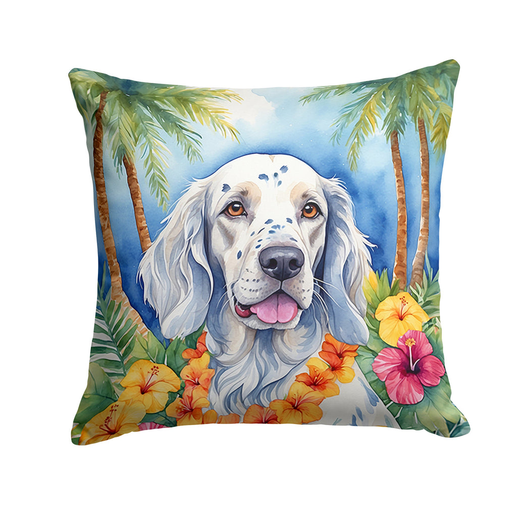English Setter Luau Decorative Throw Pillow 18x18 Indoor Outdoor Accent Cushion, Fabric Cover with Insert for Sofa, Bed, Porch & Living Room